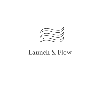 Soft arrow or flow lines indicating easeful business launch